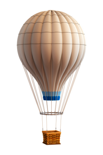 Hot air balloon isolated on white.