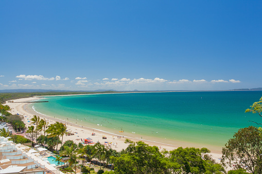 Noosa Main Beach on the Sunshine Coast in Queensland, Australia.