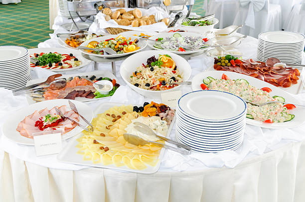 istock Buffet of cheeses, meatas and salads 174955966