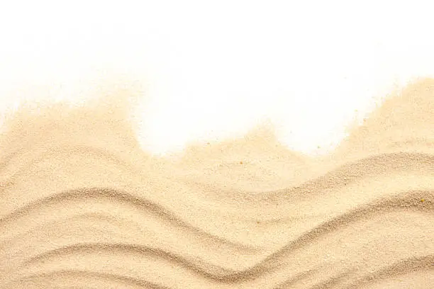 beach sand on white background with copy space