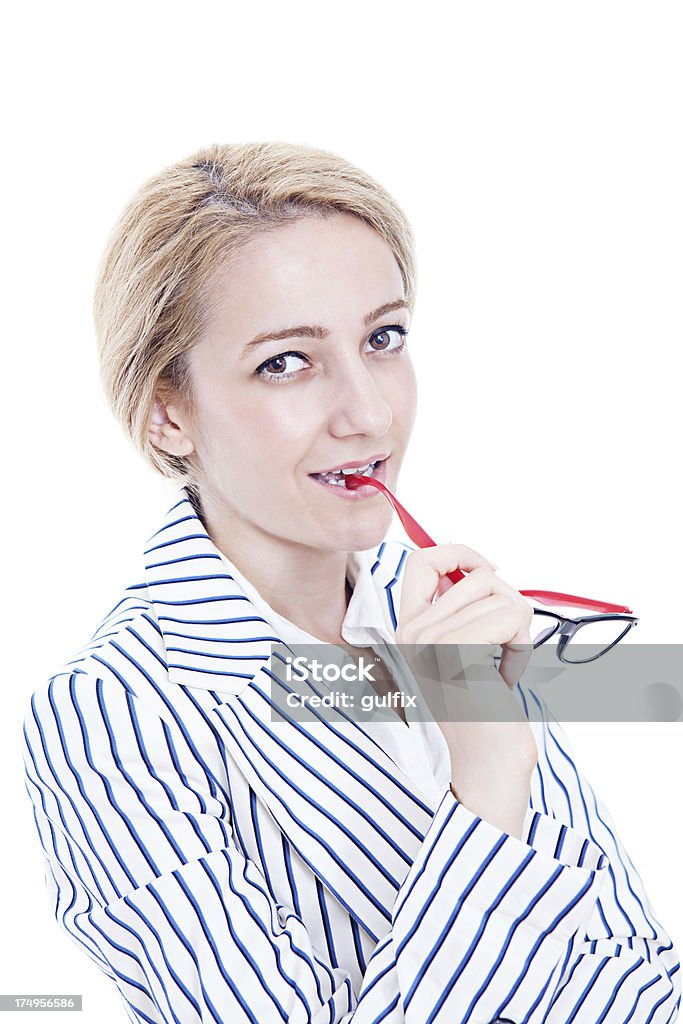 Hermosa mujer de negocios con gafas de retención - Foto de stock de Adulto libre de derechos