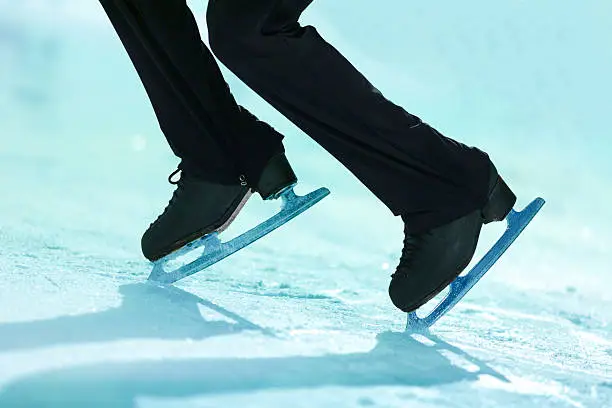Figure skating lines in the ice.
