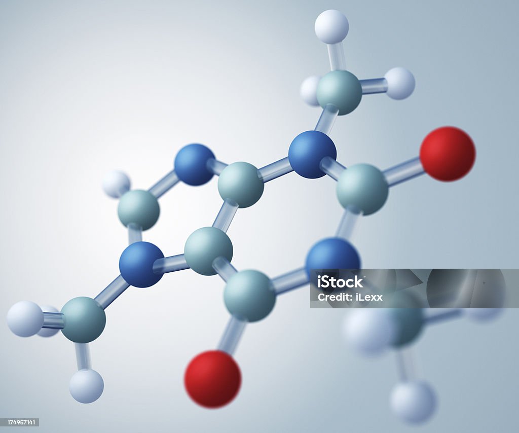 Koffein Molekular-Modell - Lizenzfrei Koffeinmolekül Stock-Foto