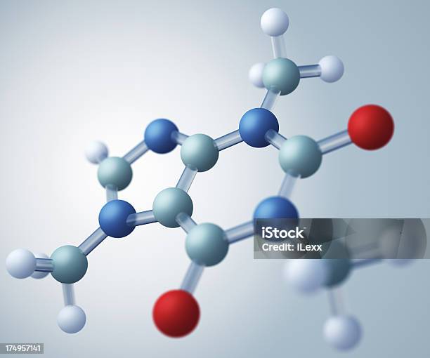 Koffein Molekularmodell Stockfoto und mehr Bilder von Koffeinmolekül - Koffeinmolekül, Wissenschaft, Chemische Formel