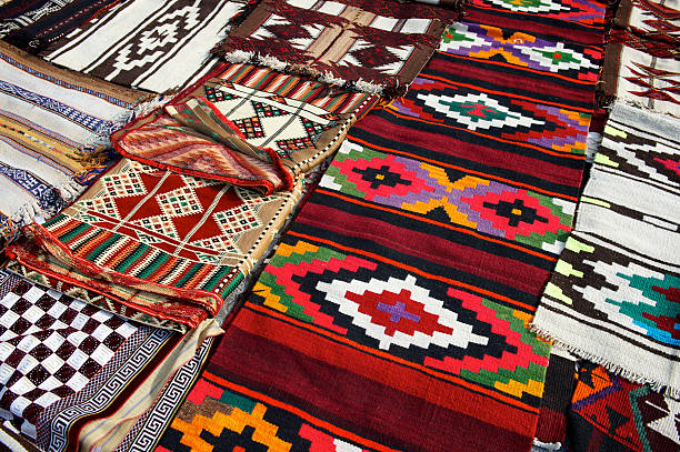 Traditional Arabian Blankets Outdoor Souk Doha Qatar