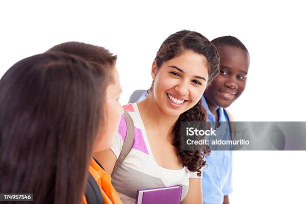 Foto de Alegre Grupo De Estudantes Adolescentes e mais fotos de stock de 12-13 Anos - 12-13 Anos, 14-15 Anos, Adolescente