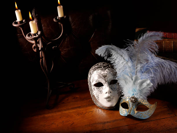 istock Candelabra and Feathered Masquerade Masks 174957836