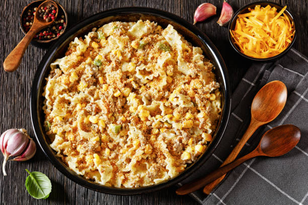 istock Creamy Corn Casserole with Sausage in baking dish 1749580879