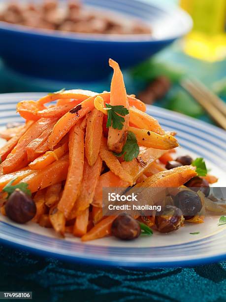 Hazelnut And Carrot Stirfry Stock Photo - Download Image Now - Carrot, Close-up, Food