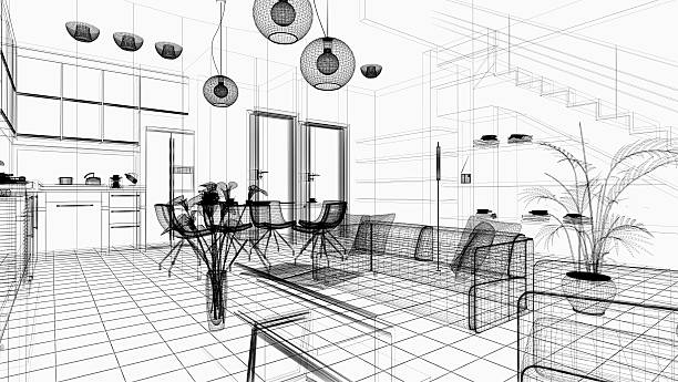 40+ Contemporary House Wireframe Finishing Stock Photos, Pictures ...