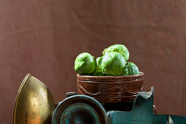 col de bruselas - brussels sprout raw brown close up fotografías e imágenes de stock