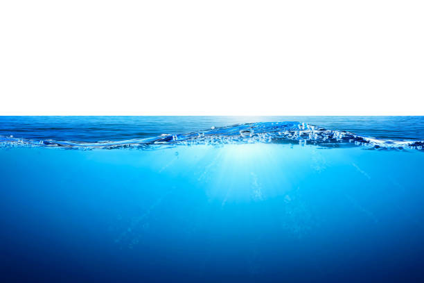 istock Blue water wave and bubbles isolated on white background. BLUE UNDER WATER waves and bubbles. sea with sunlight reflection, Tranquil sea harmony of calm water surface. for graphic designing, editing. 1749588505
