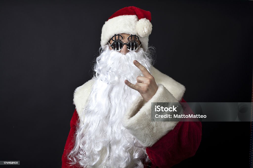Crazy di Babbo Natale con dollaro occhiali - Foto stock royalty-free di Adulto