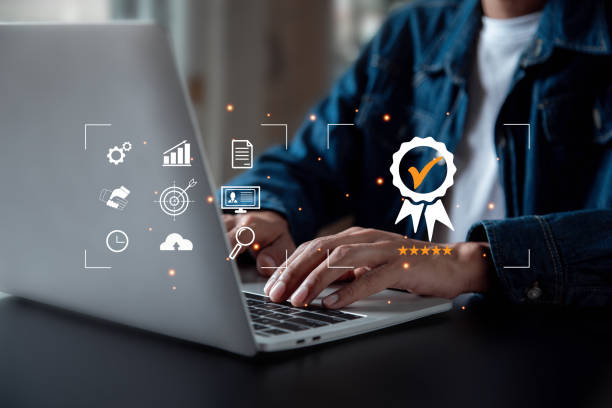 istock businessman working with computers  service Quality assurance, Guarantee, Standards, ISO . 1749595150