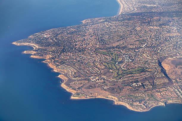Rancho Palos Verdes California Aerial View South of Los Angeles, Rancho Palos Verdes on the Pacific Ocean. rancho palos verdes stock pictures, royalty-free photos & images
