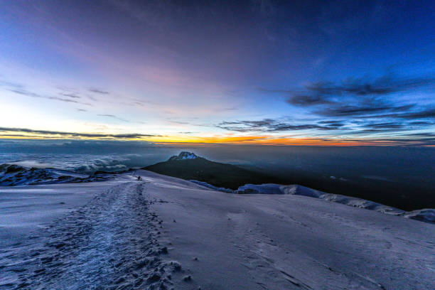 Kilimanjaro summit in cold morning at 6am