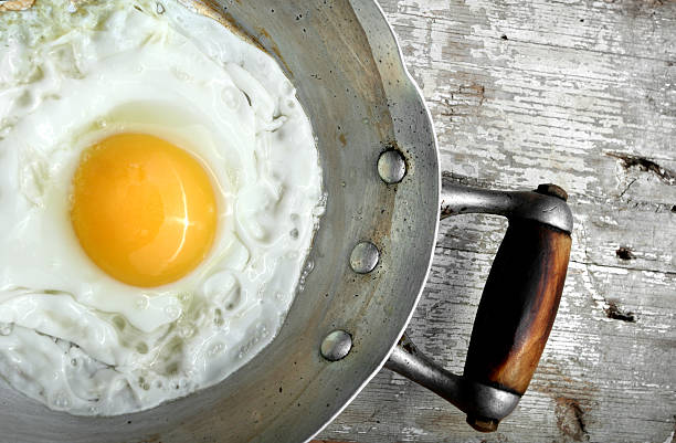 sunny side up eggs stock photo