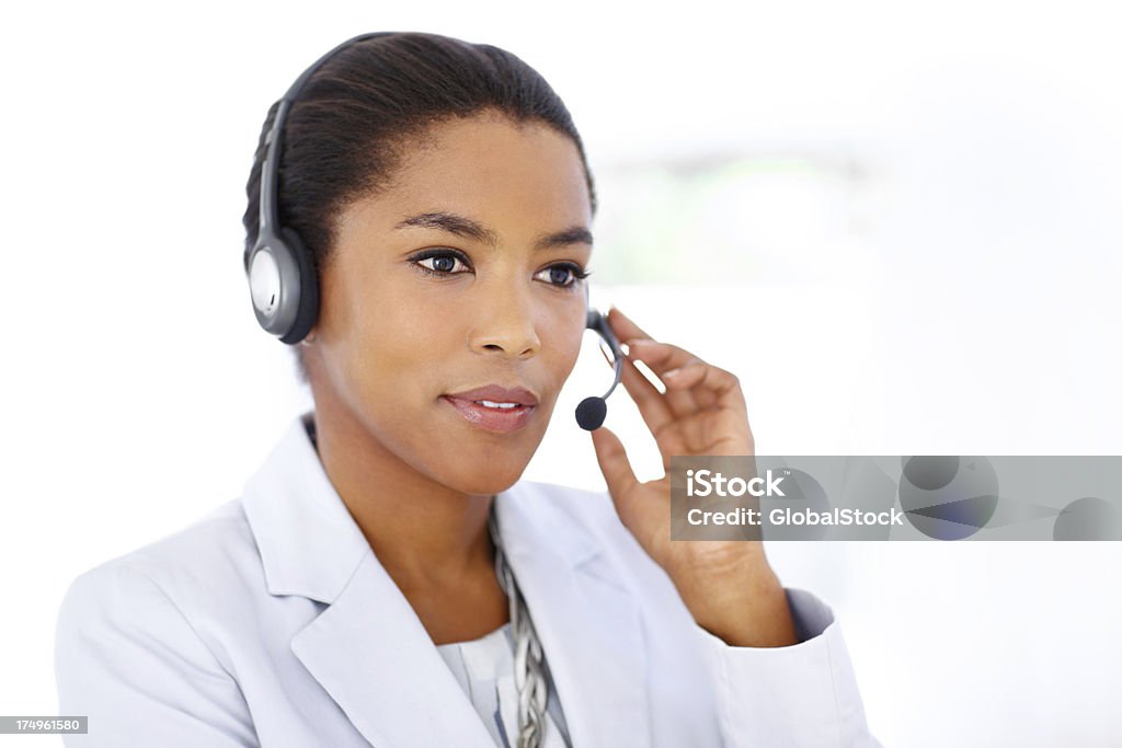 Wie kann ich Ihnen helfen? - Lizenzfrei Am Telefon Stock-Foto