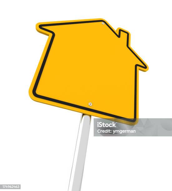 Foto de Casa Forma Placa De Estrada e mais fotos de stock de Placa For Sale - Placa For Sale, Amarelo, Bens imóveis