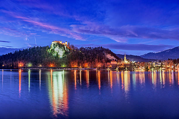istock Beautiful Winter Night in Lake Bled, Slovenia 174962649