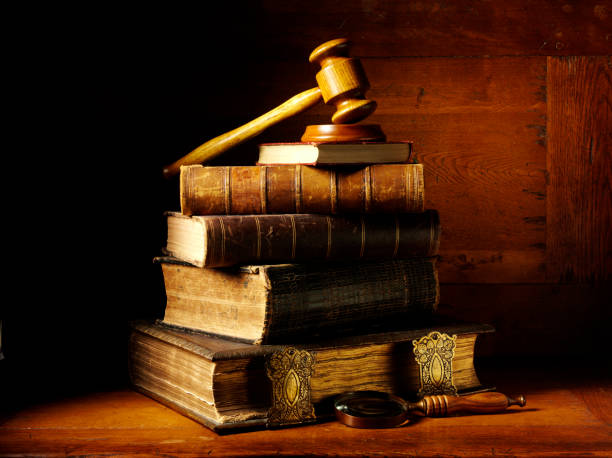 istock Antique Hardback Books with a Gavel and Mallet 174962964