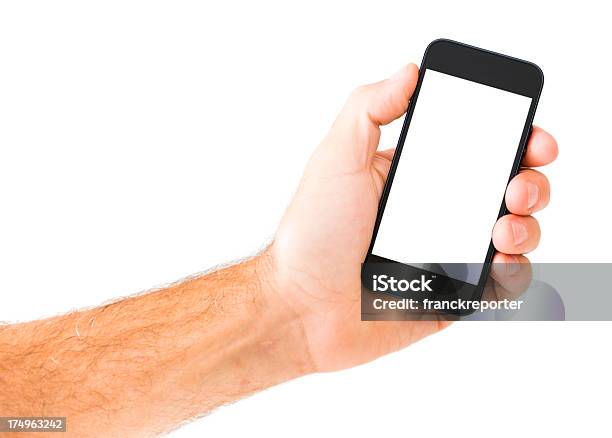 Mão Segurando O Smartphone Com Tela Em Branco - Fotografias de stock e mais imagens de Adulto - Adulto, Agenda Eletrónica, Aplicação móvel