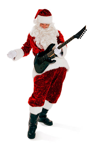 istock Electric Guitar Playing Santa Claus on White 174963355
