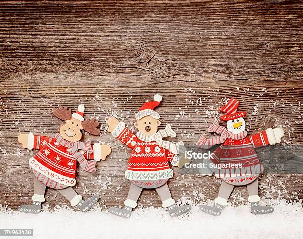 Funny Toys On Wooden Background Stock Photo - Download Image Now - Christmas, Doll, Illustration