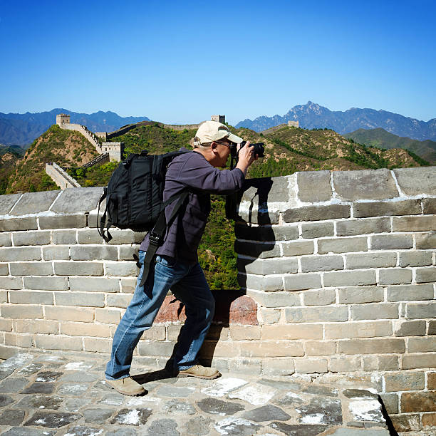 Man Photographing in the great wall