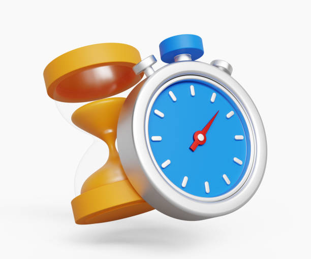 istock 3D time management icon. Productivity, workflow, urgent work or deadline concept. Stopwatch with hourglass. 3d illustration 1749640031