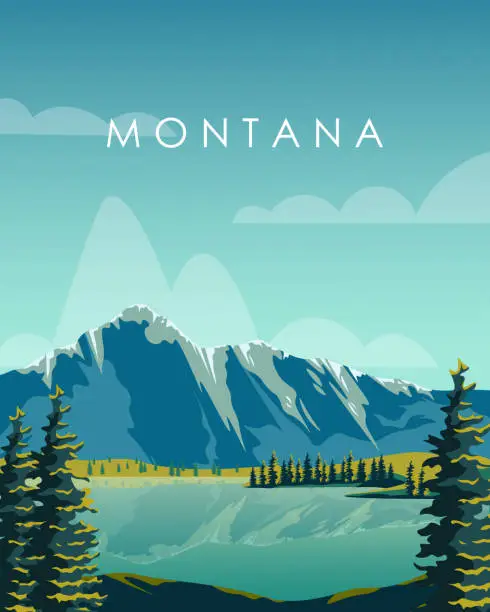 Vector illustration of Montana travel poster