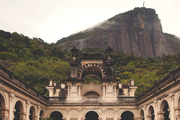 Parque Lage with a view to Corcovado in the Jardim Botanico neighborhood.  Rio de Janeiro, Brazil. 