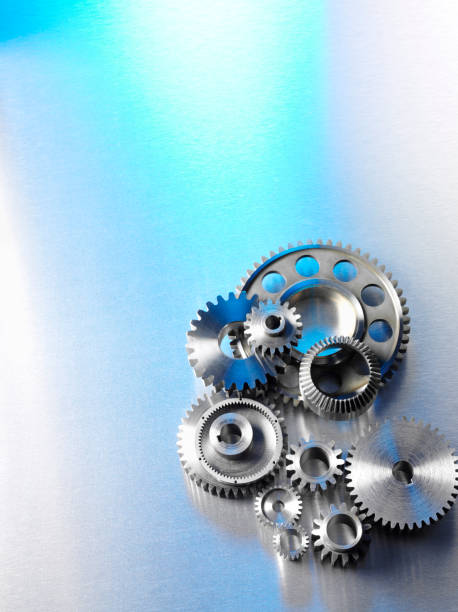 istock Group of Metal Wheels and Cogs on Steel 174964519
