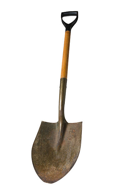 istock Old rusty metal and wood shovel angled left 174964670