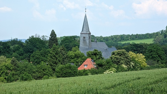 Ölinghausen monastery with dramatic sky\t in Arnsberg Sauerland