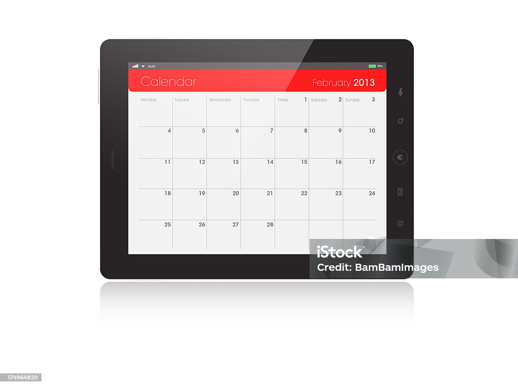 Tableta Digital calendario febrero de 2013 - Foto de stock de 2013 libre de derechos