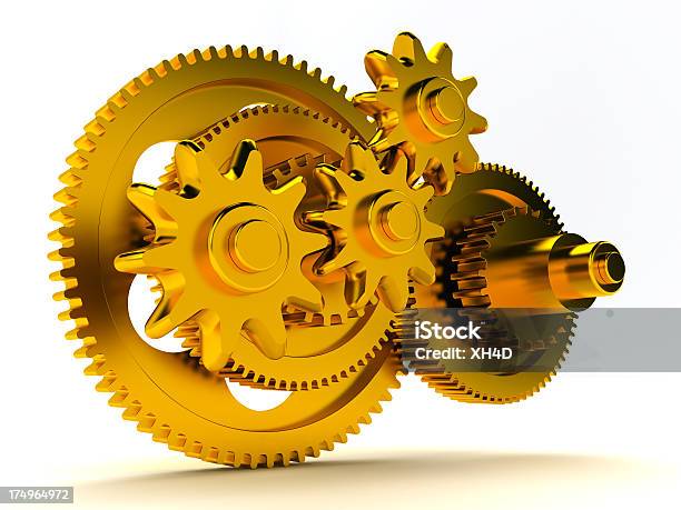 Gold Gear Stock Photo - Download Image Now - Improvement, Teamwork, Balance