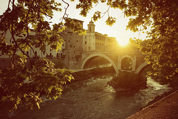 Tilt-shift effect Ponte Sant'Angelo  in Rome, Italy