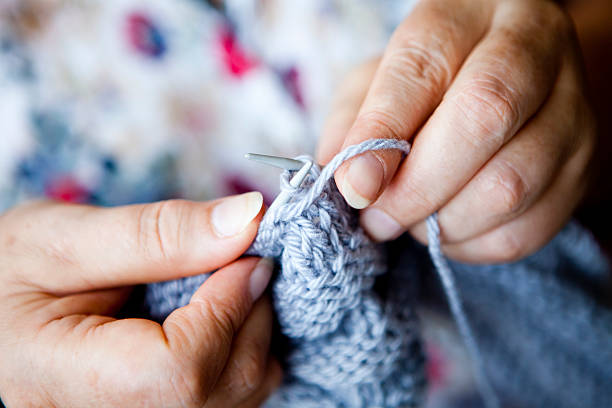 Knitting Close-Up stock photo