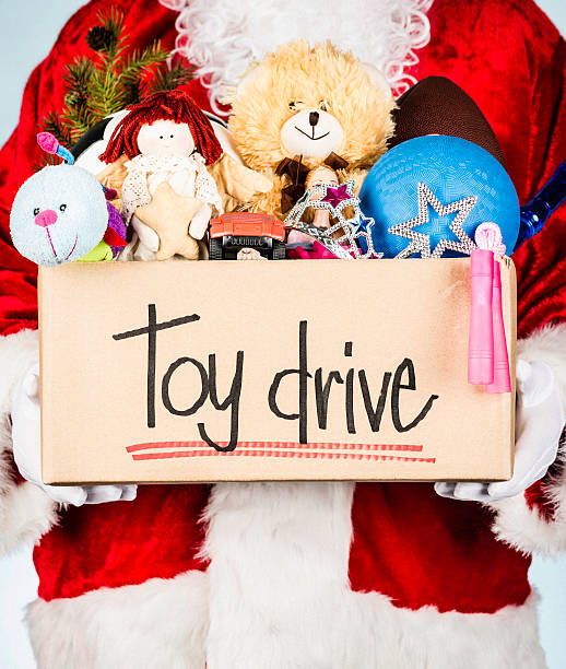 Santa with Toy Drive Donation Box