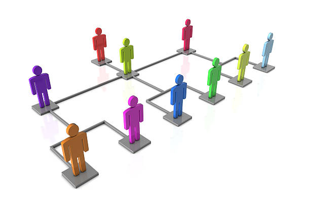 réseau d'affaires - people in a row people organization chart three dimensional shape photos et images de collection