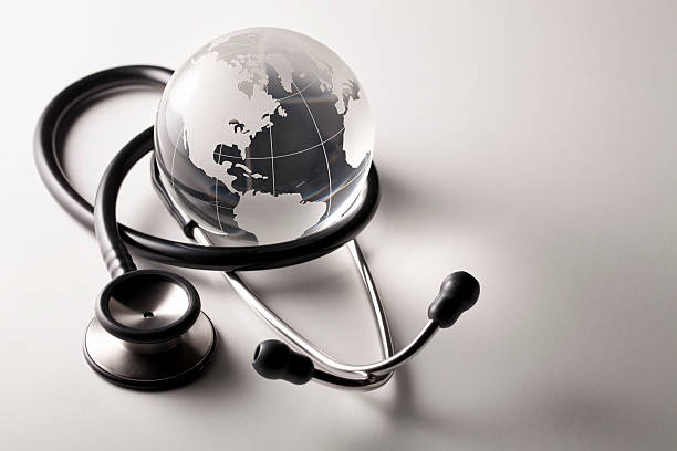 Global healthcare. Globe and stethoscope.