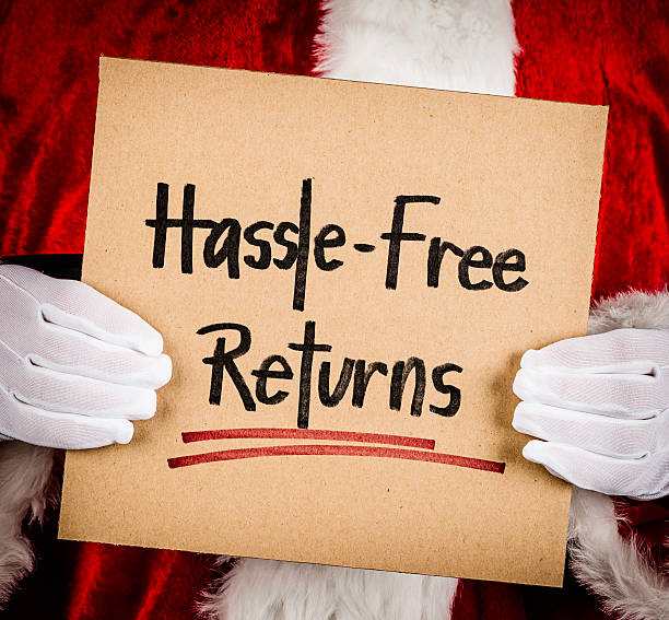 istock Santa with Hassle Free Returns Sign 174965707