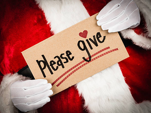 Santa with Please Give Sign