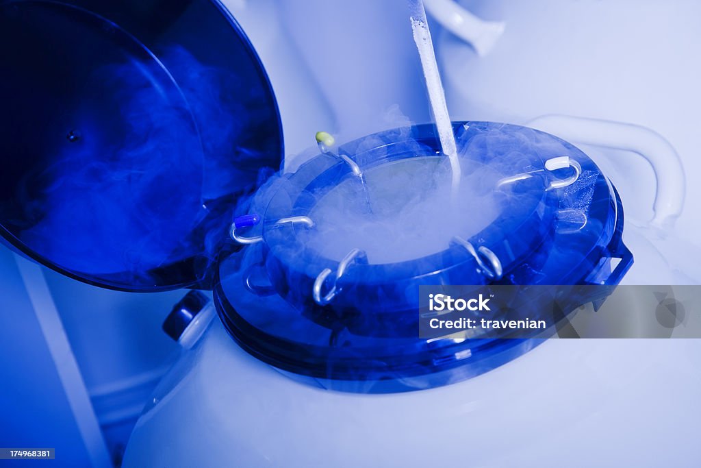 Conservazione dei campioni in provetta di laboratorio - Foto stock royalty-free di Azoto liquido