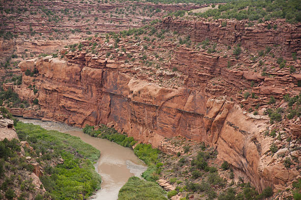 hanging dolores flume на реку - new mexico landscape arid climate plateau стоковые фото и изображения