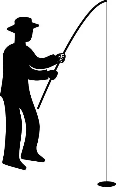 Vector illustration of Silhouette of a man fishing / illustration material (vector illustration)