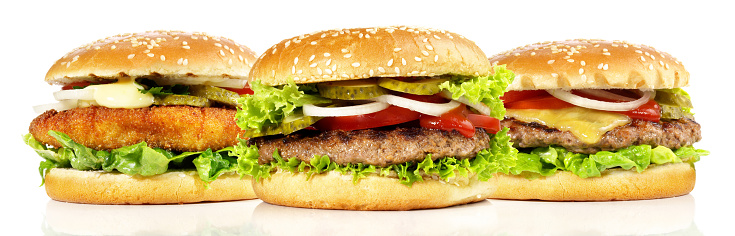 Hamburger, Cheeseburger and Fishburger - Fast Food Panorama