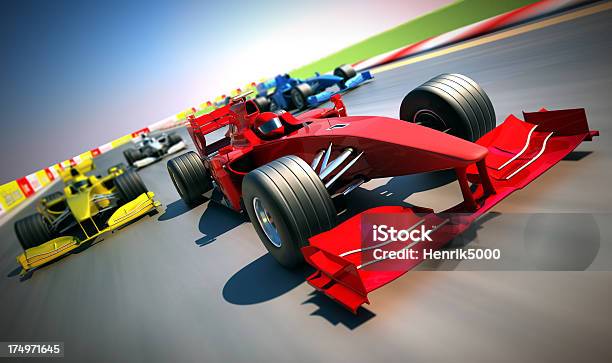 Fórmula Um Corrida De Carros - Fotografias de stock e mais imagens de Carro de Corrida - Carro de Corrida, Tridimensional, Vermelho
