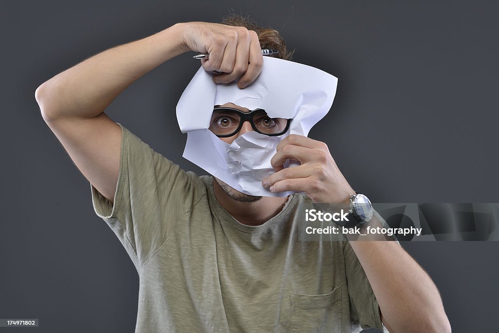 man and paper crazy man expressions Adult Stock Photo